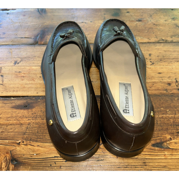 Etienne Aigner Gotham Brown Embossed Penny Loafer Womens Shoes Flats Tassel 8.5M - Picture 3 of 14